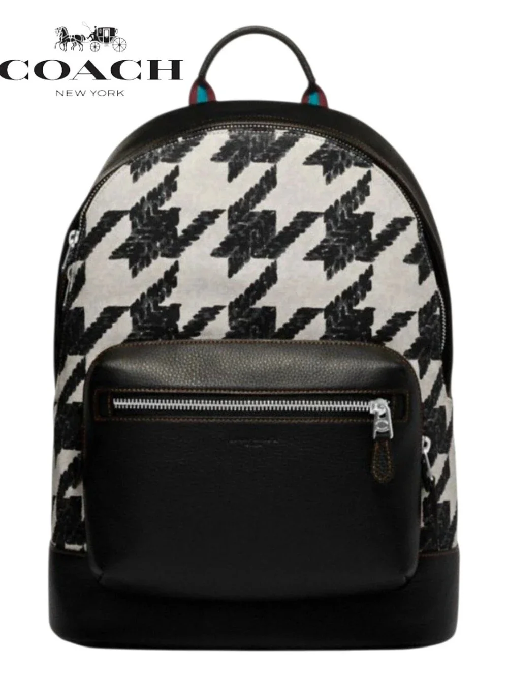 Coach West Houndstooth Print Backpack w/ Leather Trim CJ514 (Retail $550)